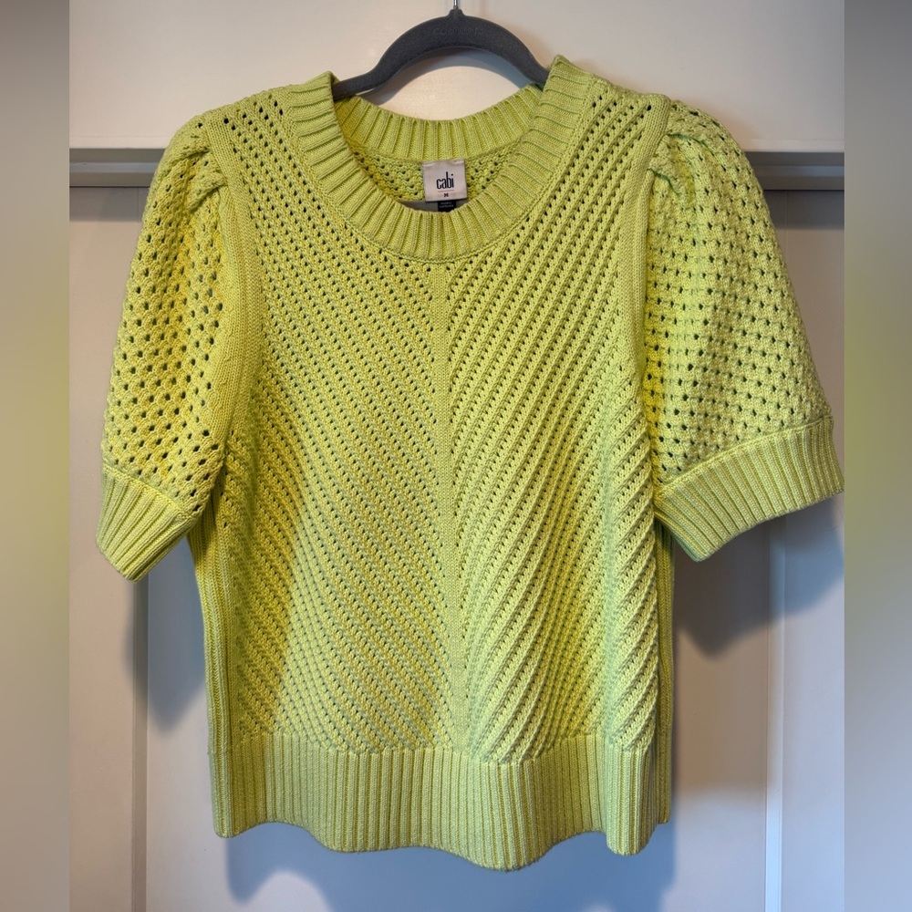 CAbi Bright Green Textured Knit Top